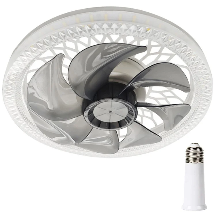 4 Speeds 3 Colors Remote Control E27 Modern Ceiling Fan Light with Extension Rod - Tawny