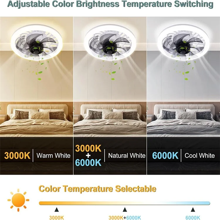 4 Speeds 3 Colors Remote Control E27 Modern Ceiling Fan Light with Extension Rod - Tawny
