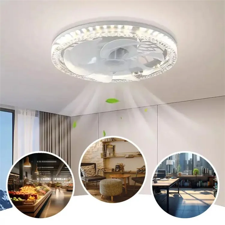 4 Speeds 3 Colors Remote Control E27 Modern Ceiling Fan Light with Extension Rod - Tawny