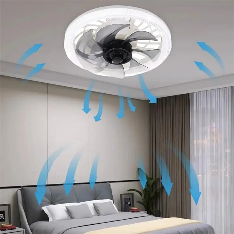 4 Speeds 3 Colors Remote Control E27 Modern Ceiling Fan Light with Extension Rod - Tawny
