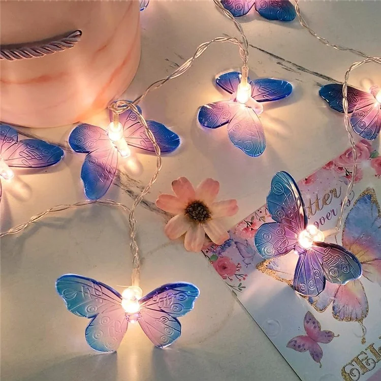 2m 10-LED Butterfly String Light Romantic Festival Wedding Decorative Lamp, Constant Light - Purple