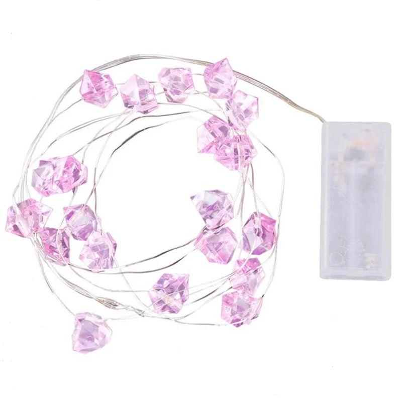 2m 20-LED Crystal Stone Design Decorative String Light Festival Home Ambient Night Light, Constant Light - Pink
