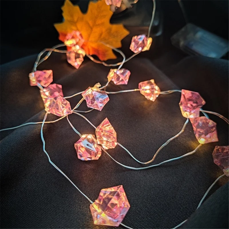 2m 20-LED Crystal Stone Design Decorative String Light Festival Home Ambient Night Light, Constant Light - Pink