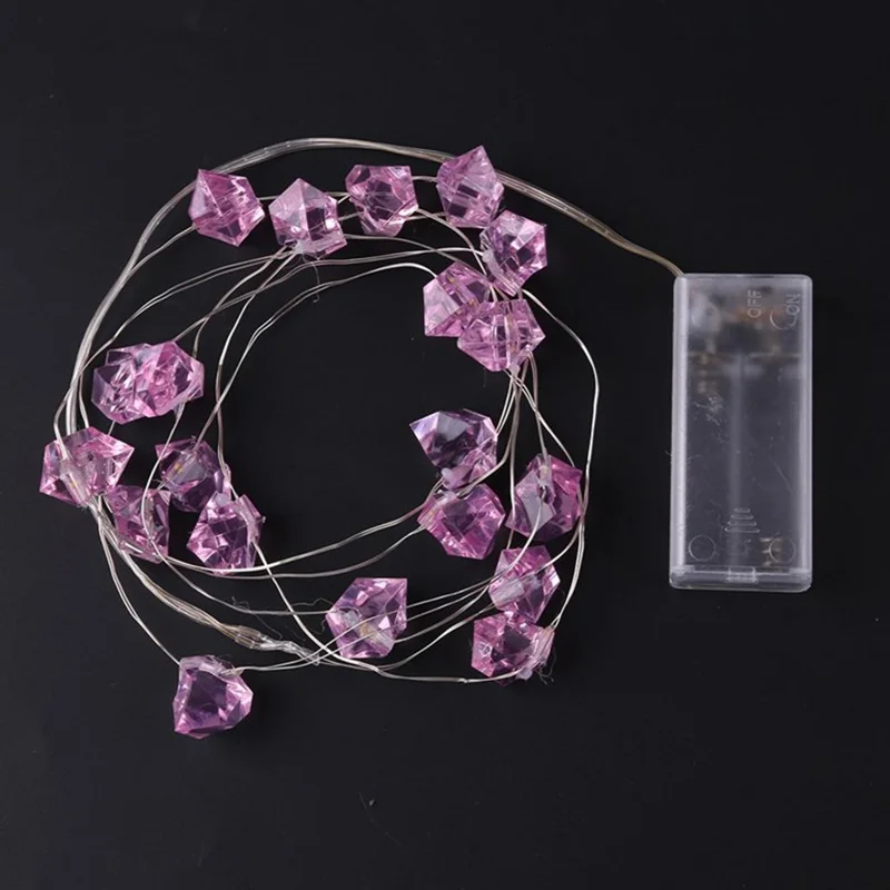 2m 20-LED Crystal Stone Design Decorative String Light Festival Home Ambient Night Light, Constant Light - Pink
