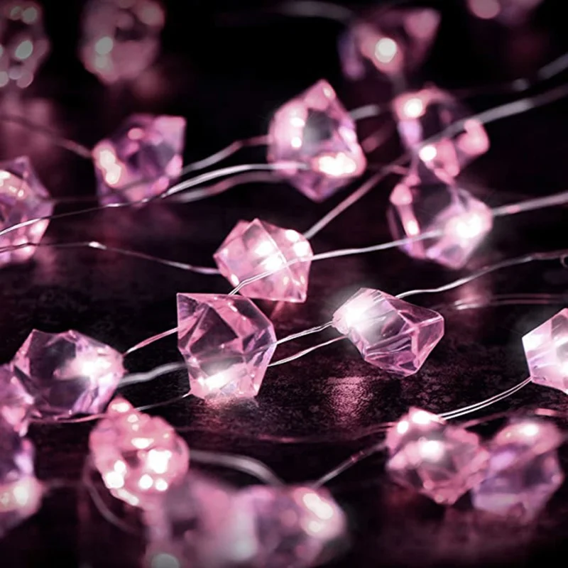 2m 20-LED Crystal Stone Design Decorative String Light Festival Home Ambient Night Light, Constant Light - Pink