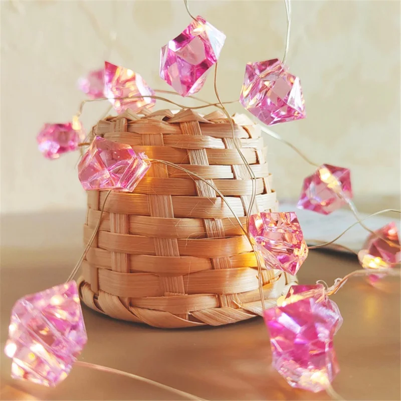 2m 20-LED Crystal Stone Design Decorative String Light Festival Home Ambient Night Light, Constant Light - Pink