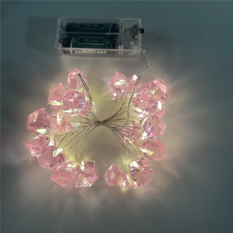 2m 20-LED Crystal Stone Design Decorative String Light Festival Home Ambient Night Light, Constant Light - Pink