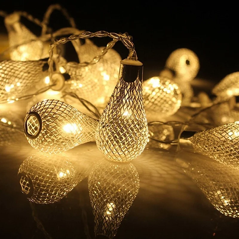 3m 20-LED Iron Art Water Drop String Light Home Party Decorative Ambient Lamp, Constant Warm Light
