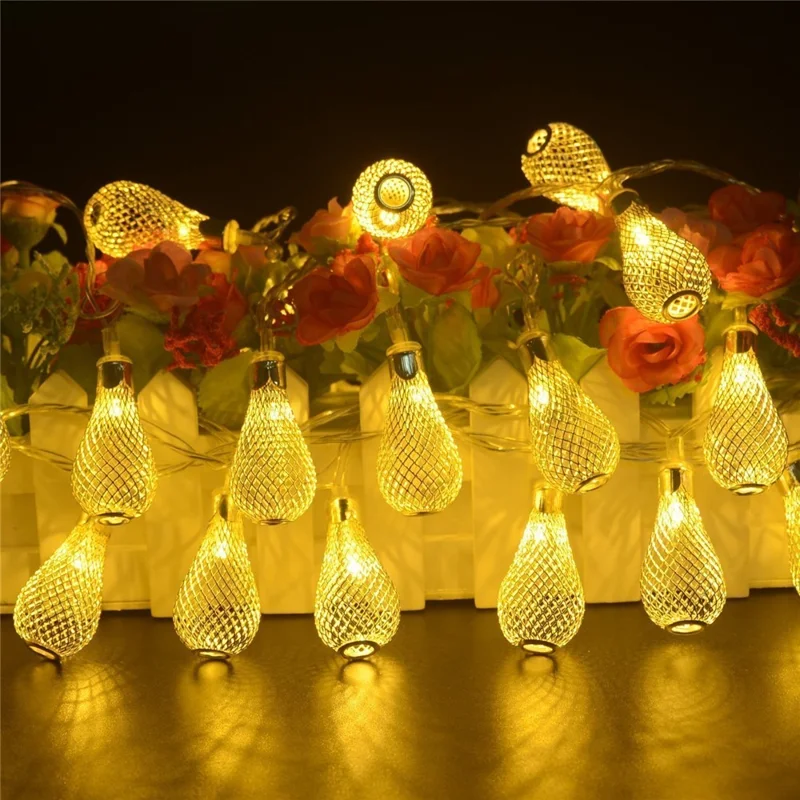 3m 20-LED Iron Art Water Drop String Light Home Party Decorative Ambient Lamp, Constant Warm Light