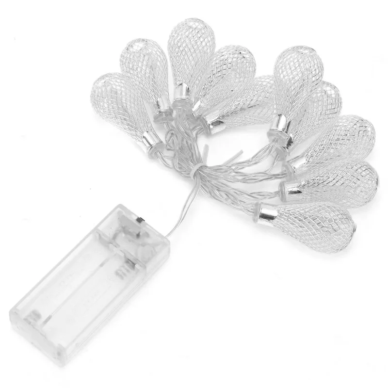 1.5m 10-LED Morocco Iron Art Water Drop String Light Home Party Decorative Lamp, Constant Warm Light