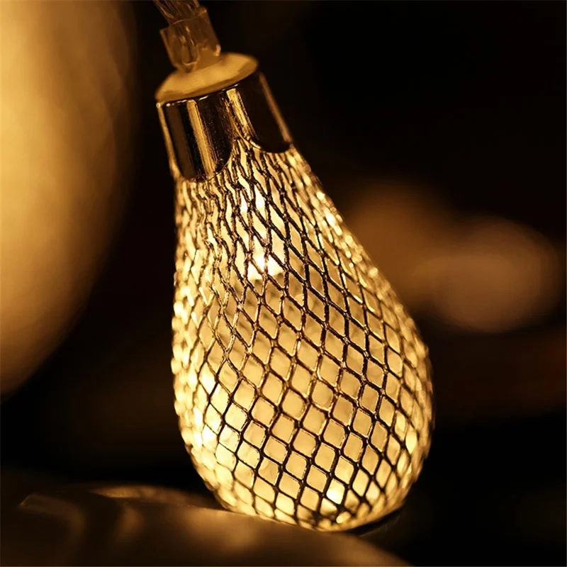 1.5m 10-LED Morocco Iron Art Water Drop String Light Home Party Decorative Lamp, Constant Warm Light