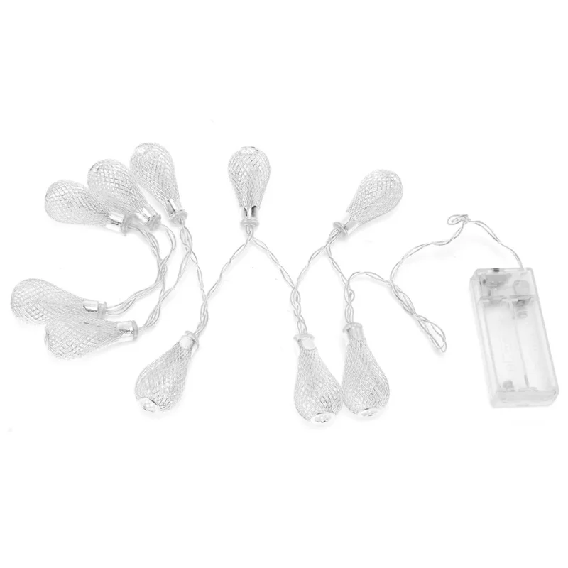 1.5m 10-LED Morocco Iron Art Water Drop String Light Home Party Decorative Lamp, Constant Warm Light