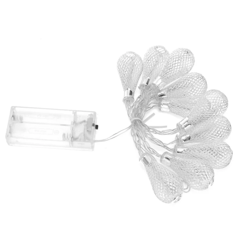 1.5m 10-LED Morocco Iron Art Water Drop String Light Home Party Decorative Lamp, Constant Warm Light