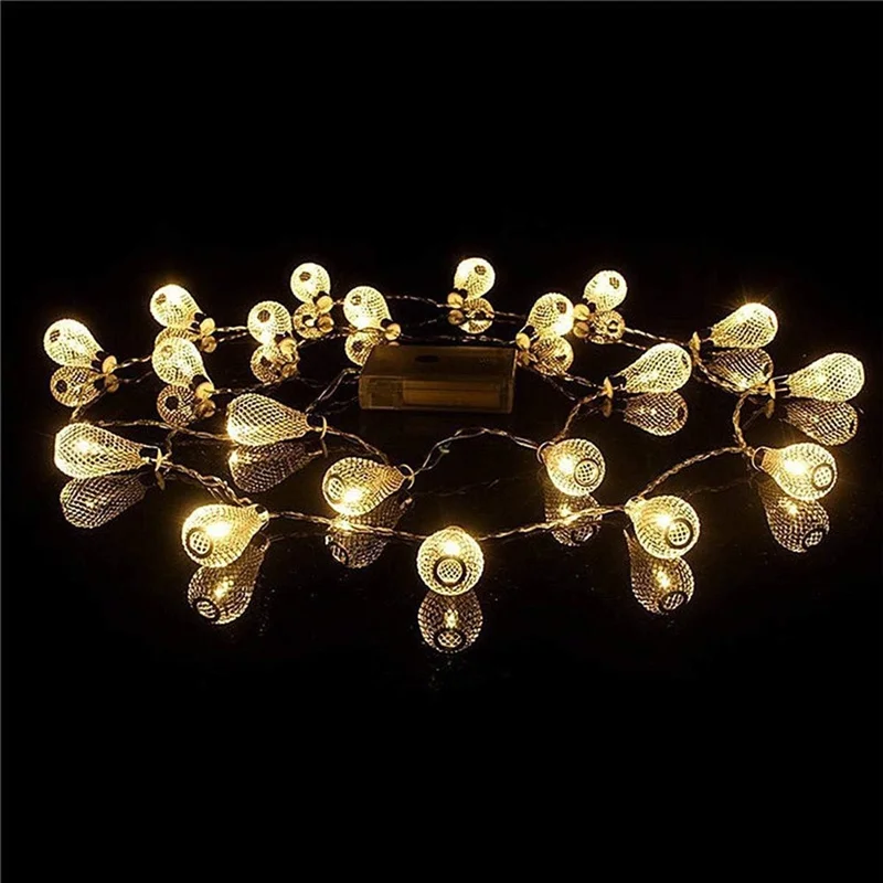 1.5m 10-LED Morocco Iron Art Water Drop String Light Home Party Decorative Lamp, Constant Warm Light