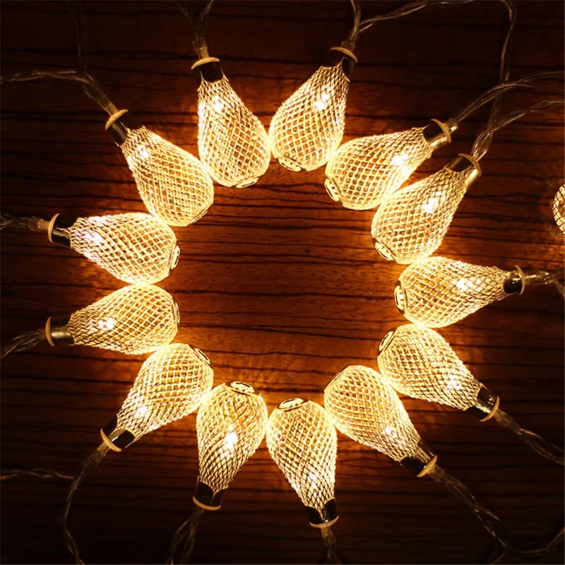 1.5m 10-LED Morocco Iron Art Water Drop String Light Home Party Decorative Lamp, Constant Warm Light