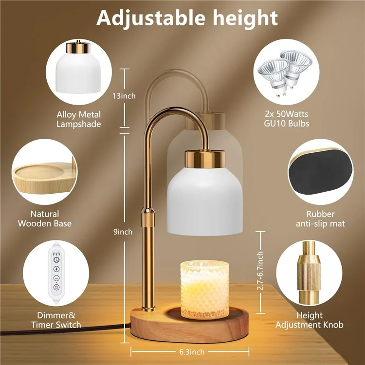 Электрический восковой обогреватель Candle Melt Lamp с таймерной функцией, ночным светильником, ароматерапией, настольной лампой, евровилка - белый