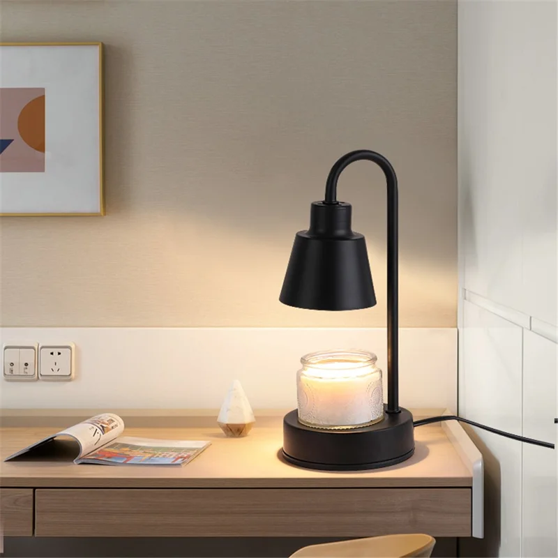 Electric Wax Warmer Candle Melt Lamp Dimmable Night Light Aromatherapy Table Lamp - Black / EU Plug