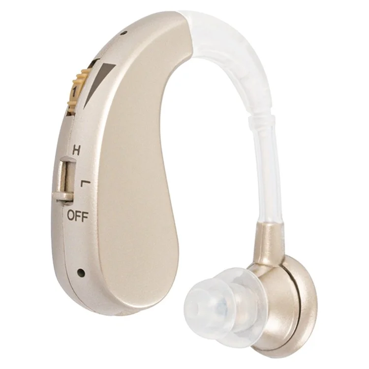 GE-T10 Portable Hearing Aid Audiphones Sound Amplifier Lightweight Noise Reduction Hearing Aid with Two Frequency Modes - Gold/EU Plug
