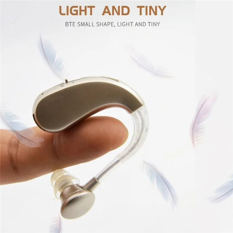 GE-T10 Portable Hearing Aid Audiphones Sound Amplifier Lightweight Noise Reduction Hearing Aid with Two Frequency Modes - Gold/EU Plug