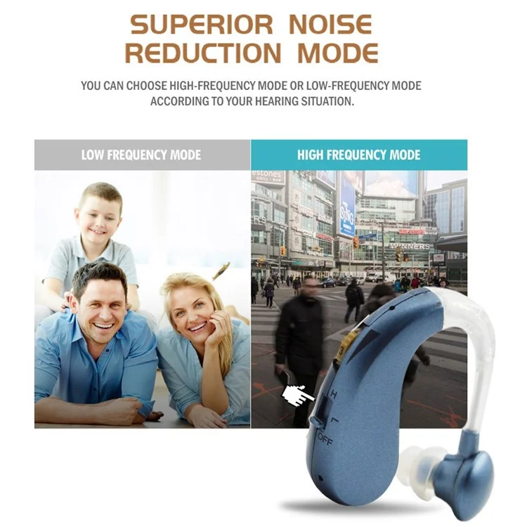 GE-T10 Portable Hearing Aid Audiphones Sound Amplifier Lightweight Noise Reduction Hearing Aid with Two Frequency Modes - Gold/EU Plug
