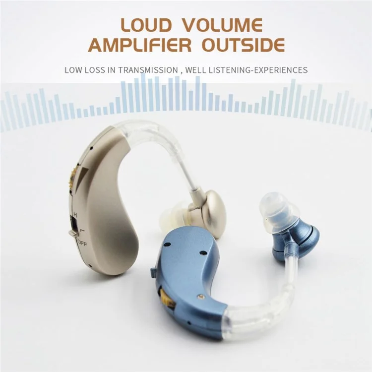 GE-T10 Portable Hearing Aid Audiphones Sound Amplifier Lightweight Noise Reduction Hearing Aid with Two Frequency Modes - Gold/EU Plug