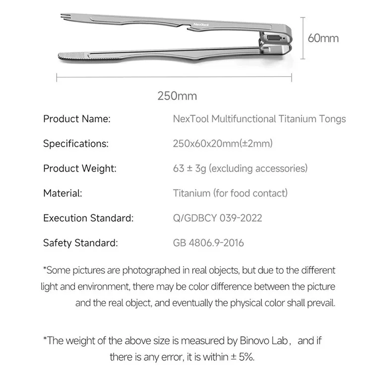 XIAOMIYOUPIN NEXTOOL NE20253 Pinza Multifunzione per Barbecue Picnic Griglia Alimentare in Titanio (Non Certificato FDA, Senza BPA)