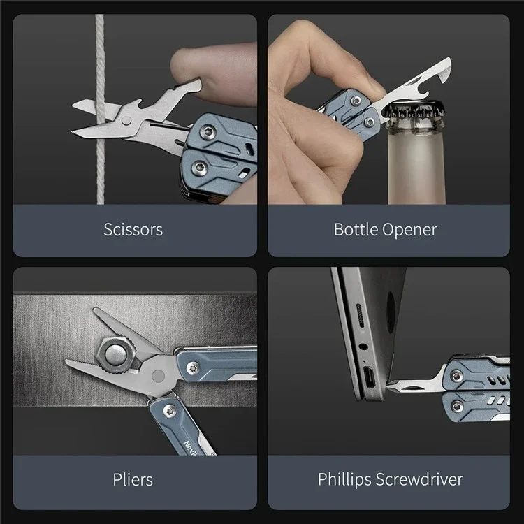 XIAOMIYOUPIN NEXTOOL NE20135 Multifunktionelle faltbare Zange aus Edelstahl, Schere, Flaschenöffner, Schraubendreher-Tools
