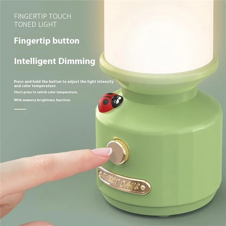 ZM1616 Lampe de Camping Rechargeable Extérieure Motif de Coccinelle - Verte
