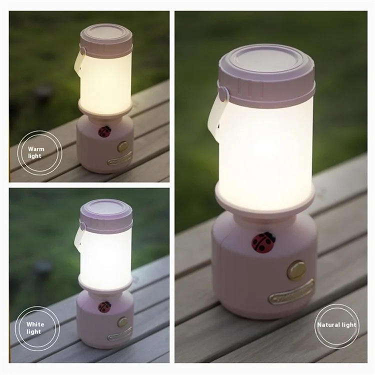 ZM1616 Lampe de Camping Rechargeable Extérieure Motif de Coccinelle - Verte
