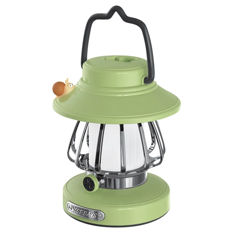 ZM1617 Snail Decor Retro Camping Tent Lantern Hanging Lamp Home Bedside LED Night Light - Verde