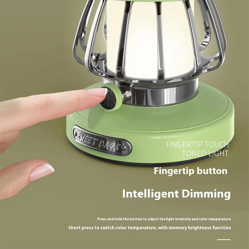 ZM1617 Snail Decor Retro Camping Tent Lantern Hanging Lamp Home Bedside LED Night Light - Verde