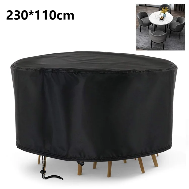 230x110cm Anti-UV 210D Oxford Cloth Outdoor Garden Round Furniture Dust Cover with Drawstring