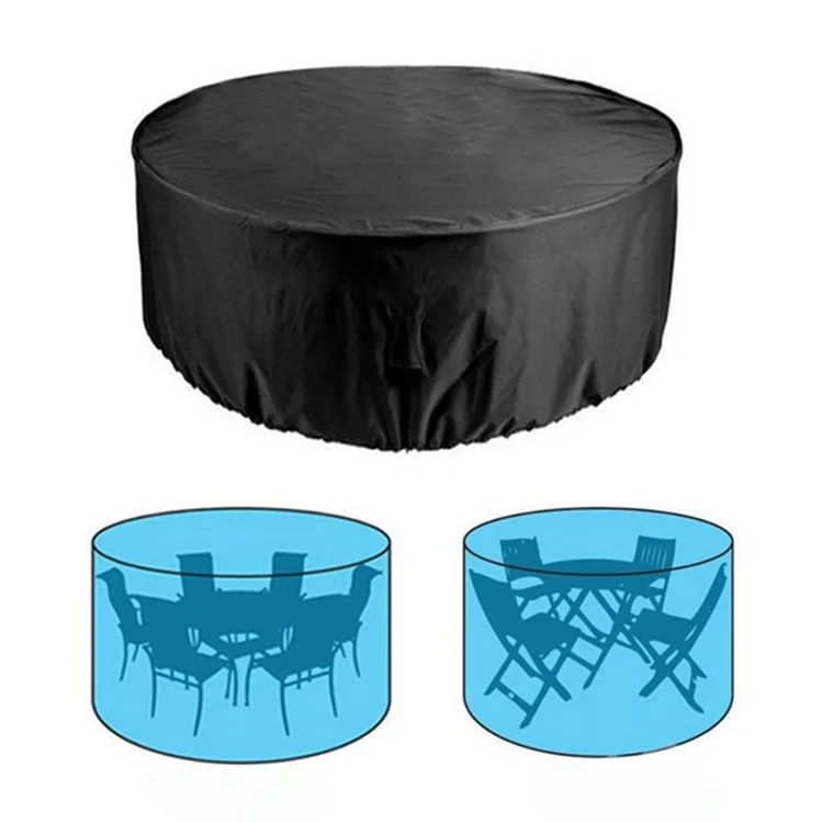 230x110cm Anti-UV 210D Oxford Cloth Outdoor Garden Round Furniture Dust Cover with Drawstring