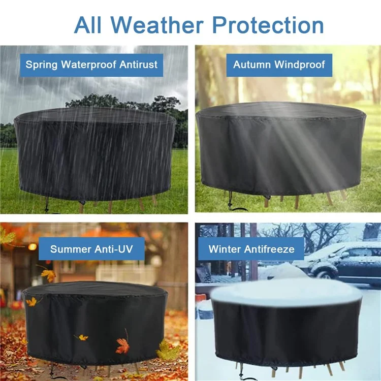 230x110cm Anti-UV 210D Oxford Cloth Outdoor Garden Round Furniture Dust Cover with Drawstring