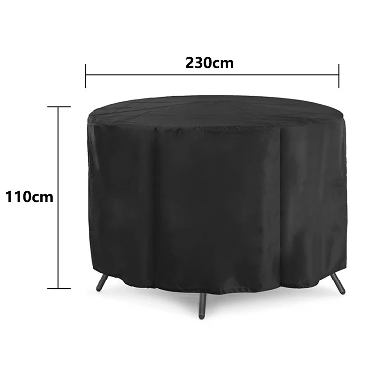 230x110cm Anti-UV 210D Oxford Cloth Outdoor Garden Round Furniture Dust Cover with Drawstring