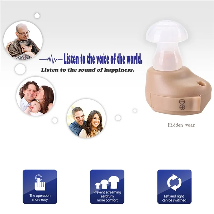 GE-88 Mini Hearing Aid for Elderly Sound Amplifier Portable Audiphones Lightweight Hearing Aid with Volume Adjustable Knob