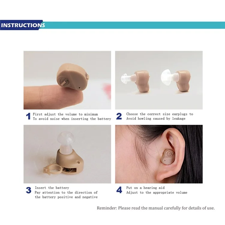 GE-88 Mini Hearing Aid for Elderly Sound Amplifier Portable Audiphones Lightweight Hearing Aid with Volume Adjustable Knob