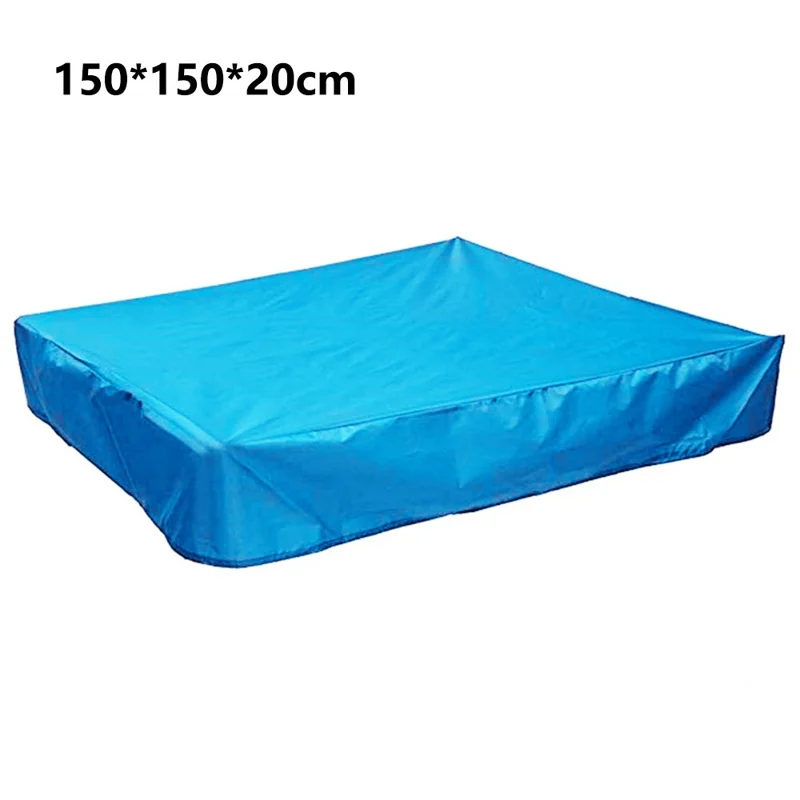 150x150x20cm 210D Oxford Cloth Sandpit Cover Square Pool Cover with Drawstring Sandbox Cover - Blue