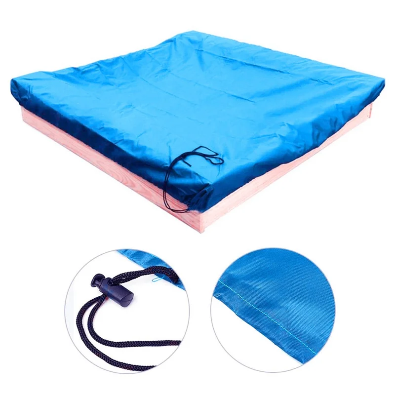 150x150x20cm 210D Oxford Cloth Sandpit Cover Square Pool Cover with Drawstring Sandbox Cover - Blue