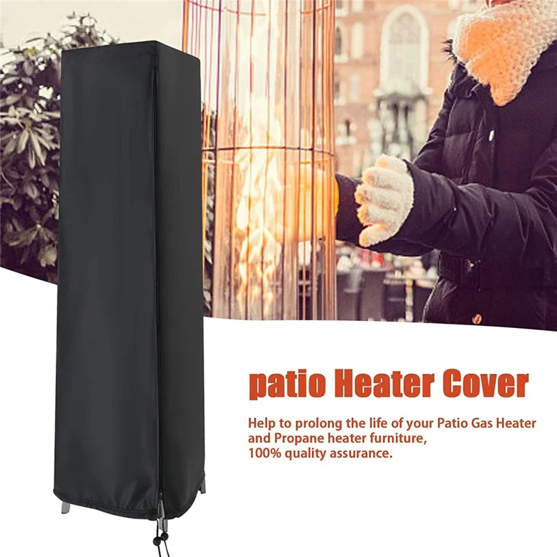 210D Oxford Cloth Patio Heater Cover Waterproof Outdoor Standing Square Heater Cover, 221x53x61cm