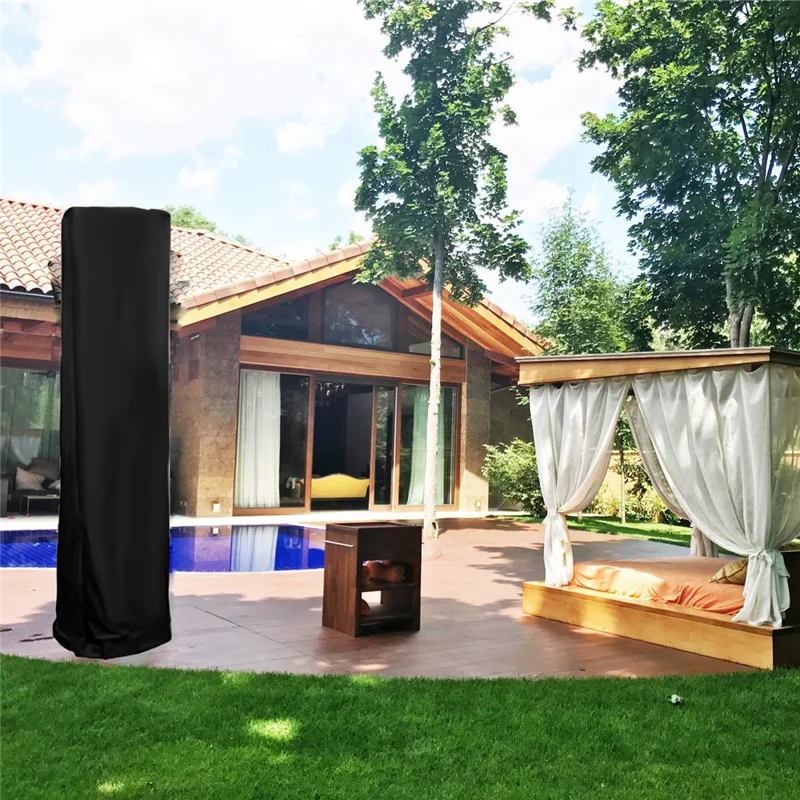210D Oxford Cloth Patio Heater Cover Waterproof Outdoor Standing Square Heater Cover, 221x53x61cm