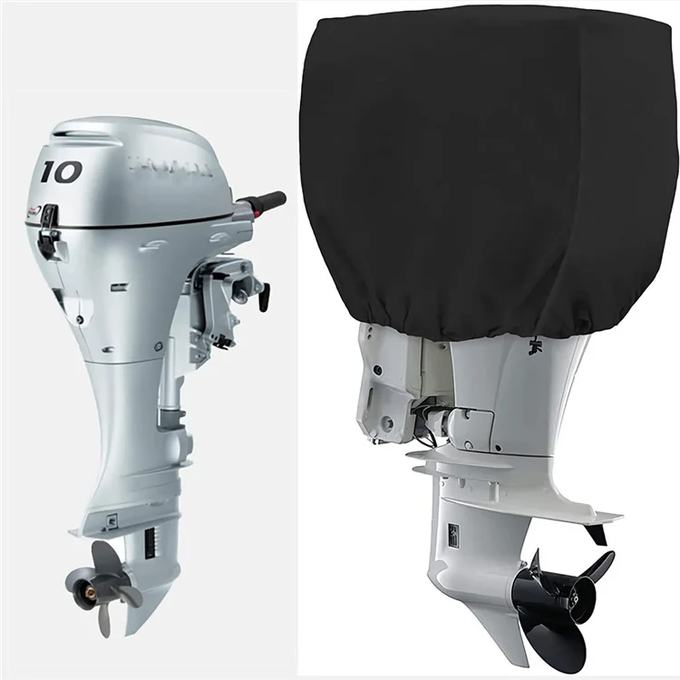 175-250HP 210D Oxford Cloth Yacht Half Outboard Motor Engine Dust Cover Marine Engine Protector, 82x50x60cm - Silver