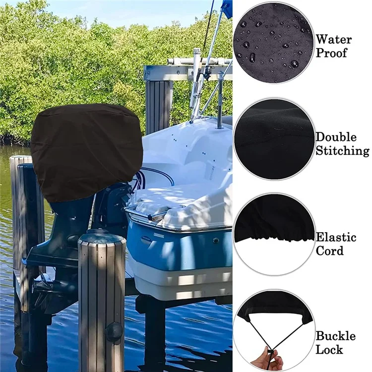 175-250HP 210D Oxford Cloth Yacht Half Outboard Motor Engine Dust Cover Marine Engine Protector, 82x50x60cm - Silver