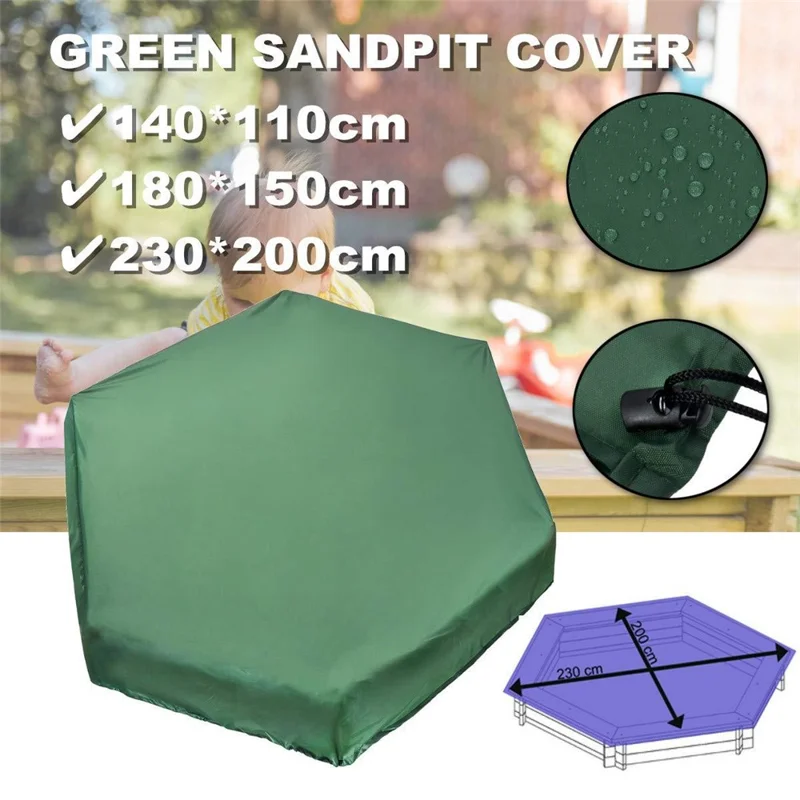 230x200x20cm 210D Oxford Cloth Sandpit Cover Hexagonal Pool Cover with Drawstring Sandbox Cover
