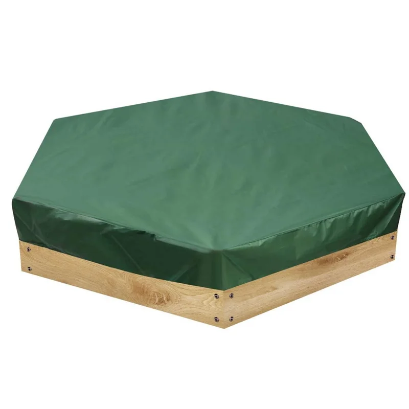 140x110x20cm 210D Oxford Cloth Sandpit Cover Hexagonal Pool Cover with Drawstring Sandbox Cover