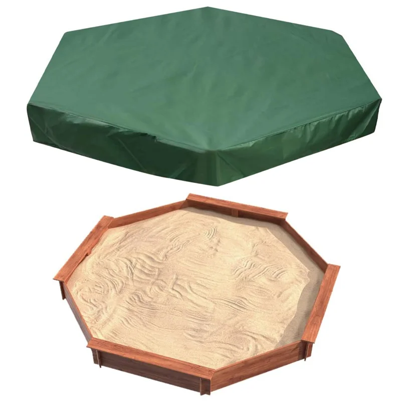 140x110x20cm 210D Oxford Cloth Sandpit Cover Hexagonal Pool Cover with Drawstring Sandbox Cover