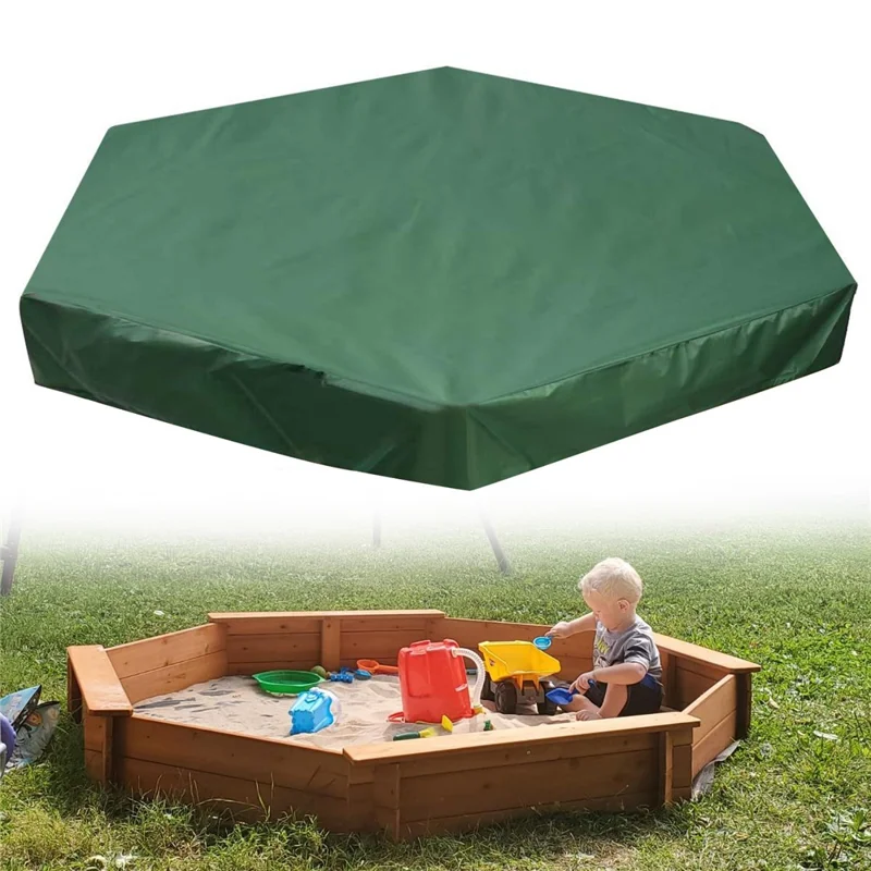 140x110x20cm 210D Oxford Cloth Sandpit Cover Hexagonal Pool Cover with Drawstring Sandbox Cover