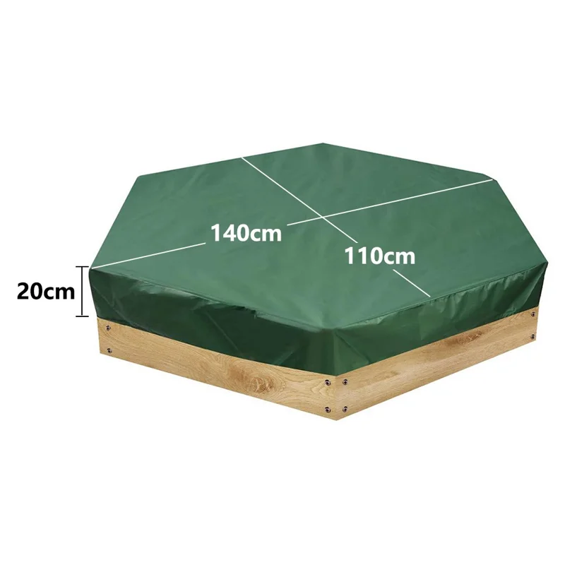 140x110x20cm 210D Oxford Cloth Sandpit Cover Hexagonal Pool Cover with Drawstring Sandbox Cover