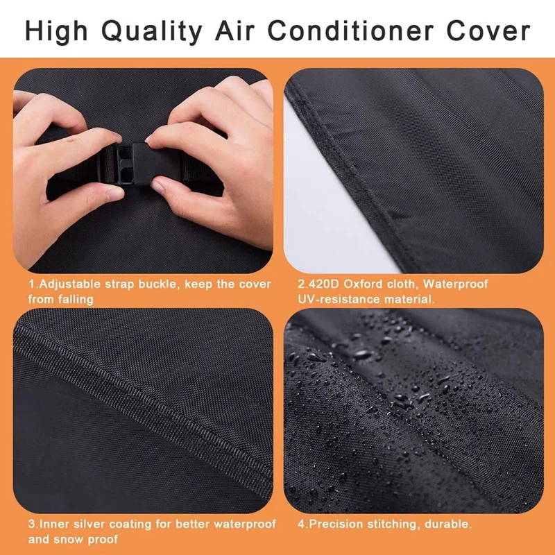 64.8x52.1x45.7cm 600D Oxford Cloth Air Conditioner Cover Outside Window AC Unit Protective Cover