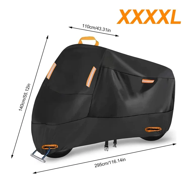 XXXXL: 295x110x140cm Capa para Motocicleta de Tecido Oxford 210D Protetor à Prova de Sol e Chuva